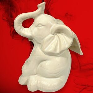 Sagebrook Home Seated Elephant Angel Figurine Ceramic 5.5W x 4.5D x 7H in.